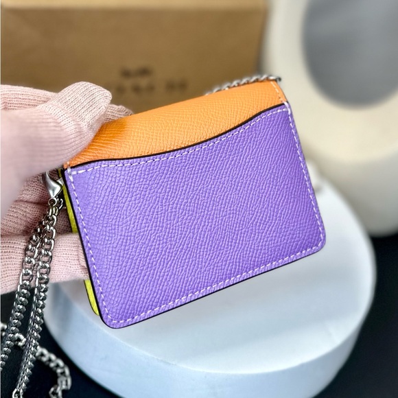 NEW! Coach Colorblock Leather Mini Wallet On a Chain - Picture 9 of 17